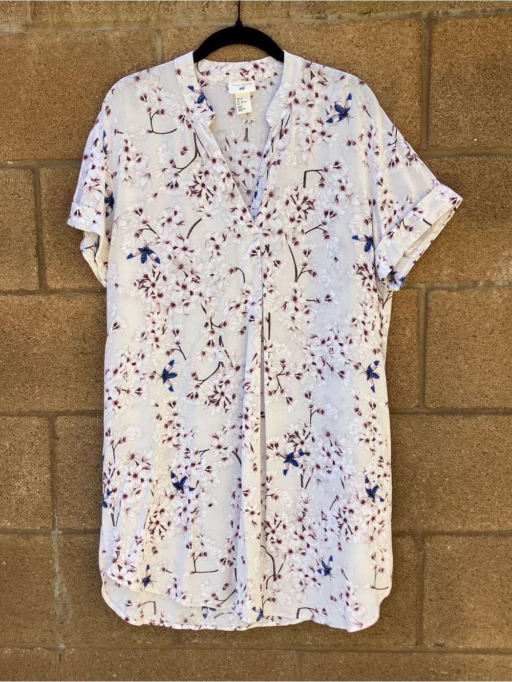 H&M x Anna Glover Floral Split-Neck Tunic Dress/Top